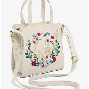 Loungefly Harry Potter Floral Embroidered Cream Tote Sachel Bag